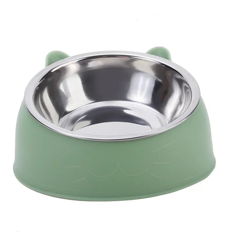 Gamelle inclinée en inox, support vert