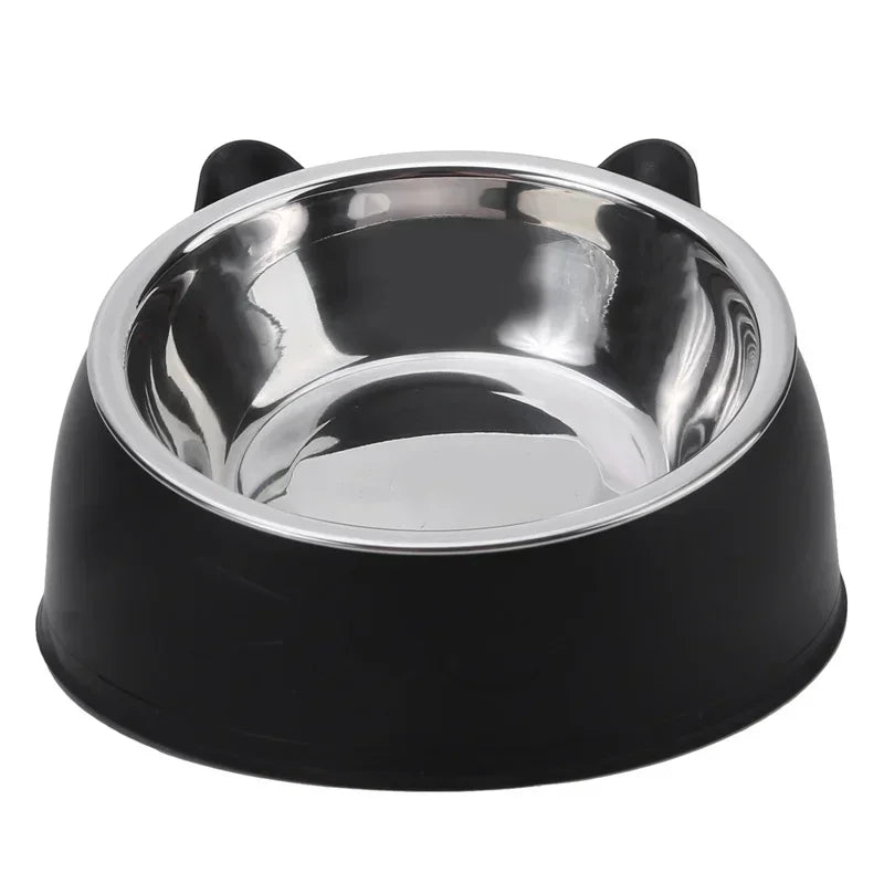 Gamelle inclinée en inox, support noir