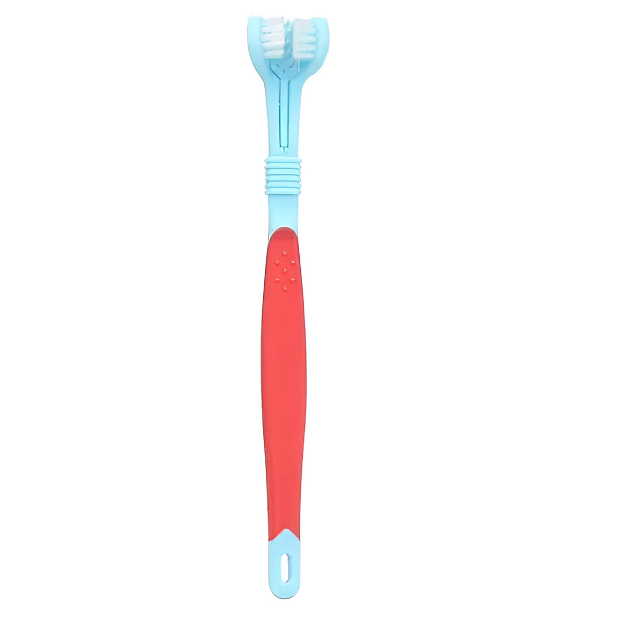 Brosse à dents 3 faces bleu clair et rouge