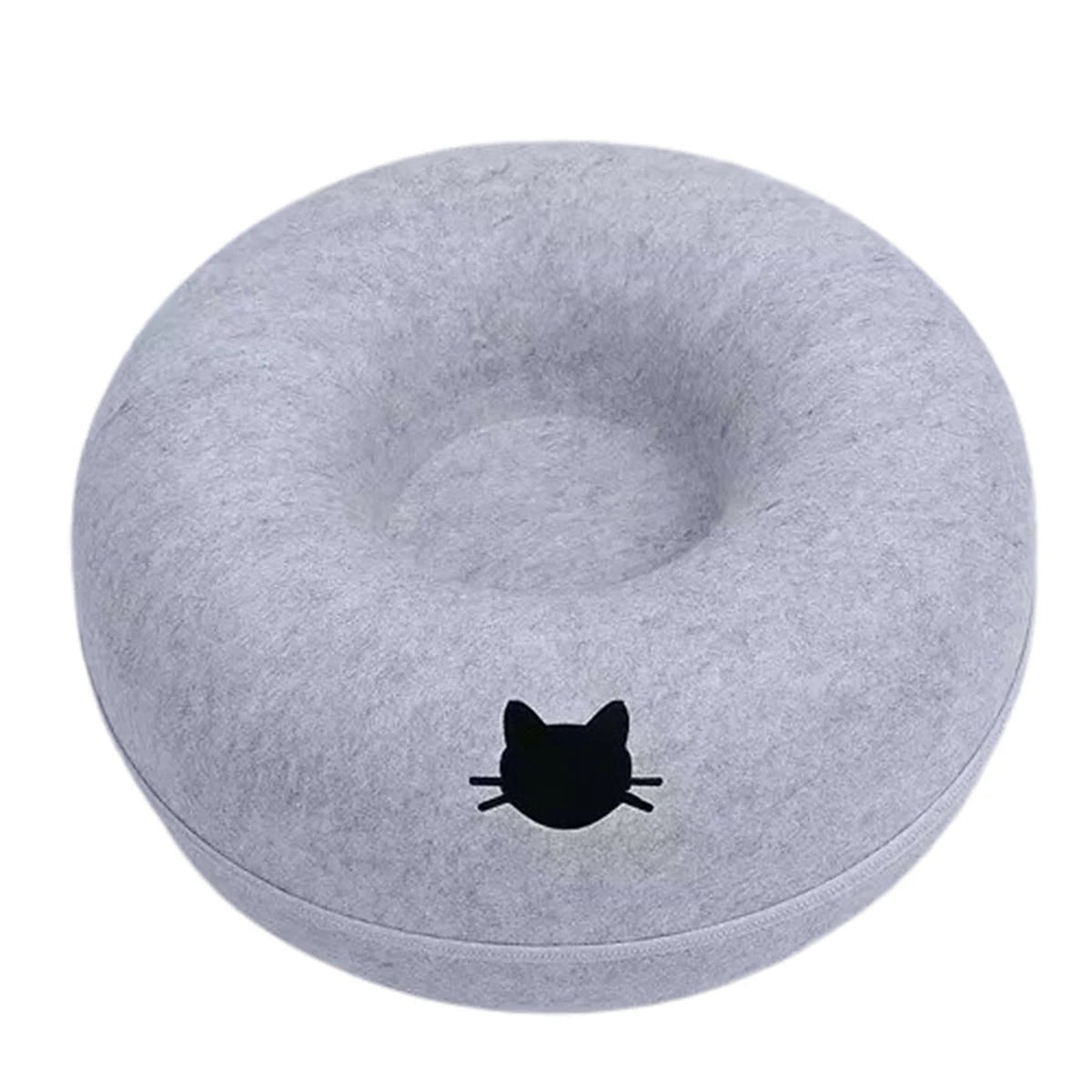 Tunnel donut gris clair avec tête de chat