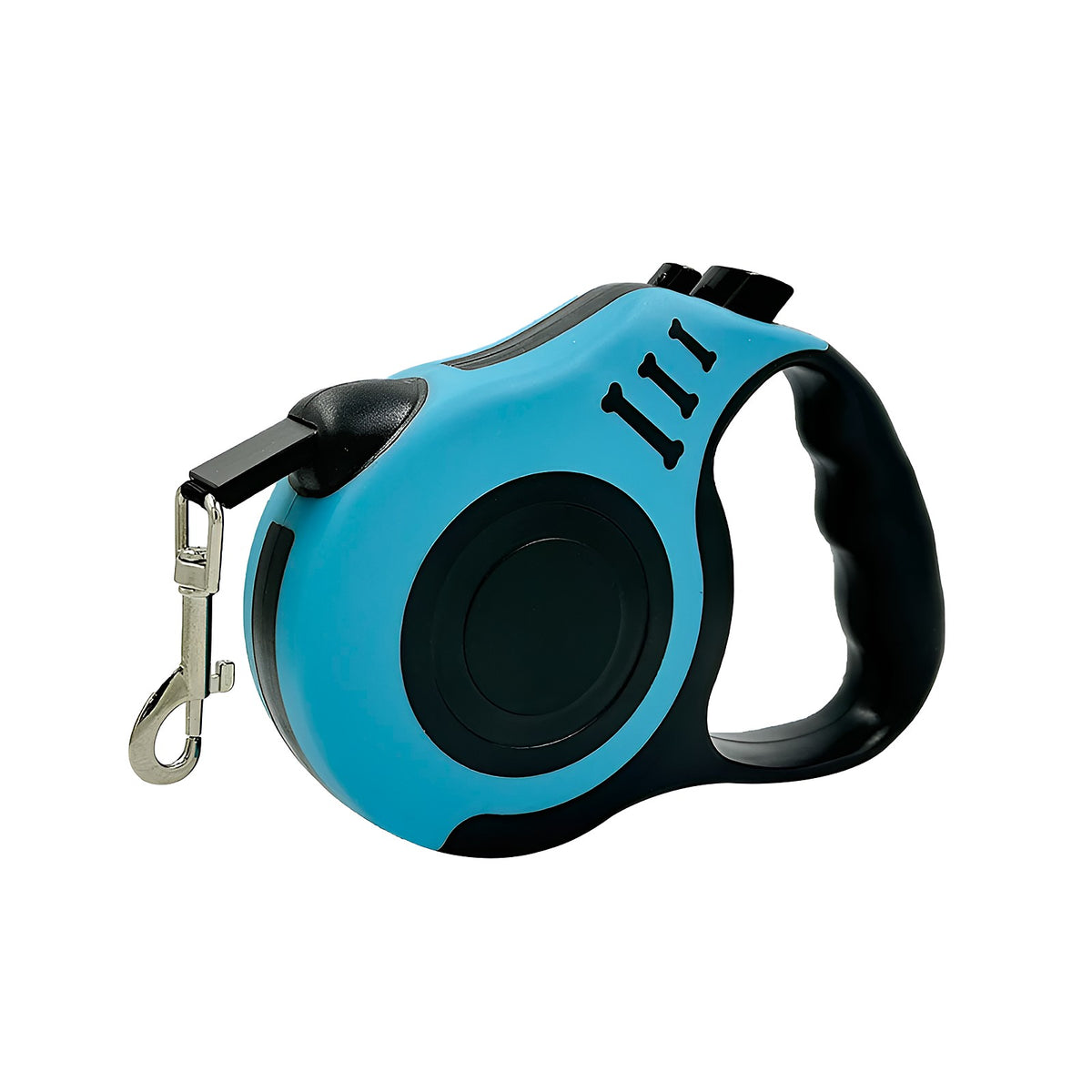 Laisse à enrouleur turquoise et noire