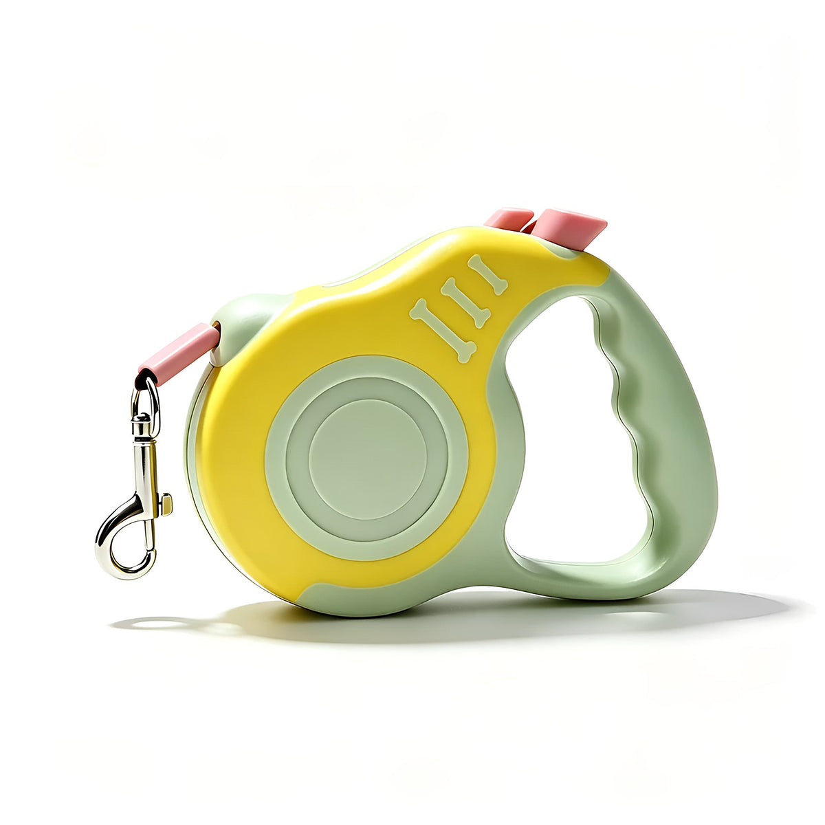 Laisse à enrouleur jaune et vert pâle