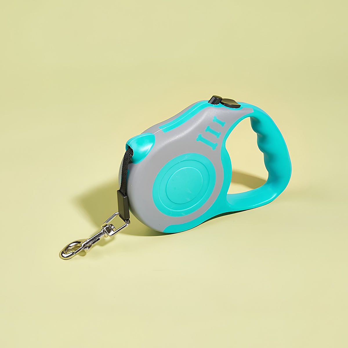 Laisse à enrouleur turquoise et grise