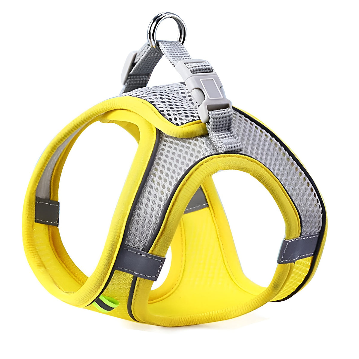 Harnais gilet jaune en mesh avec anneau métal