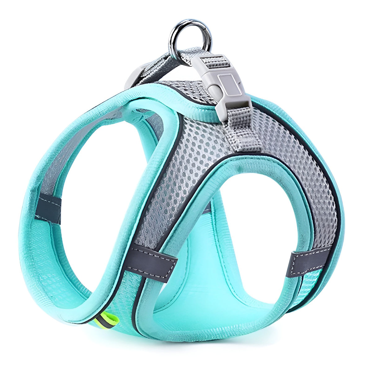 Harnais gilet turquoise en mesh avec anneau métal