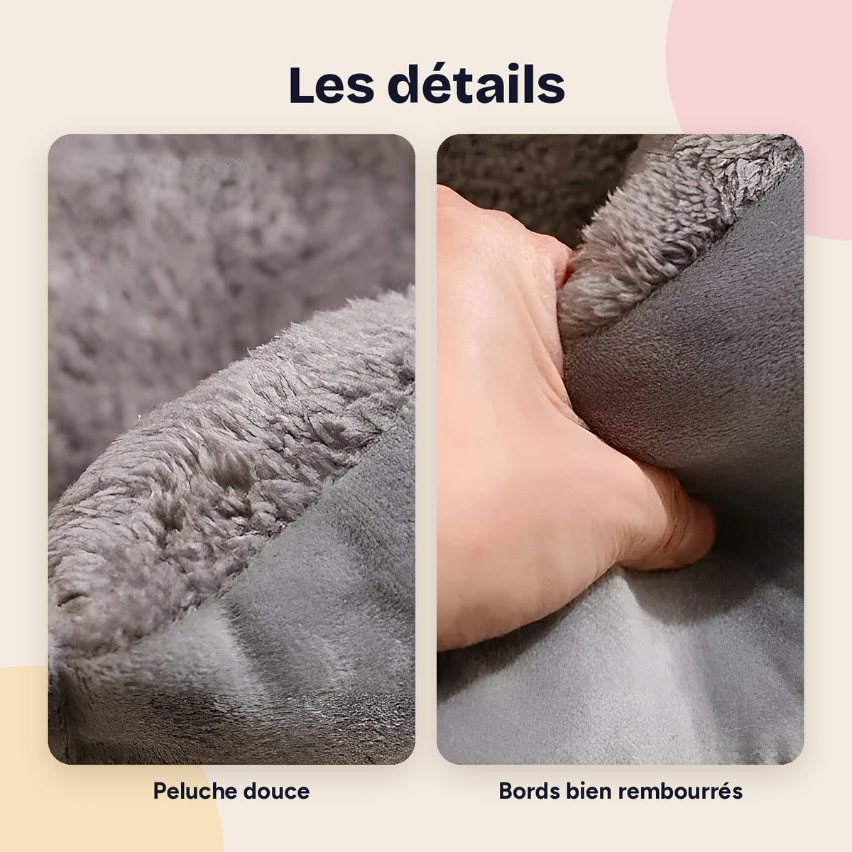 Peluche et bords rembourrés du panier rectangulaire