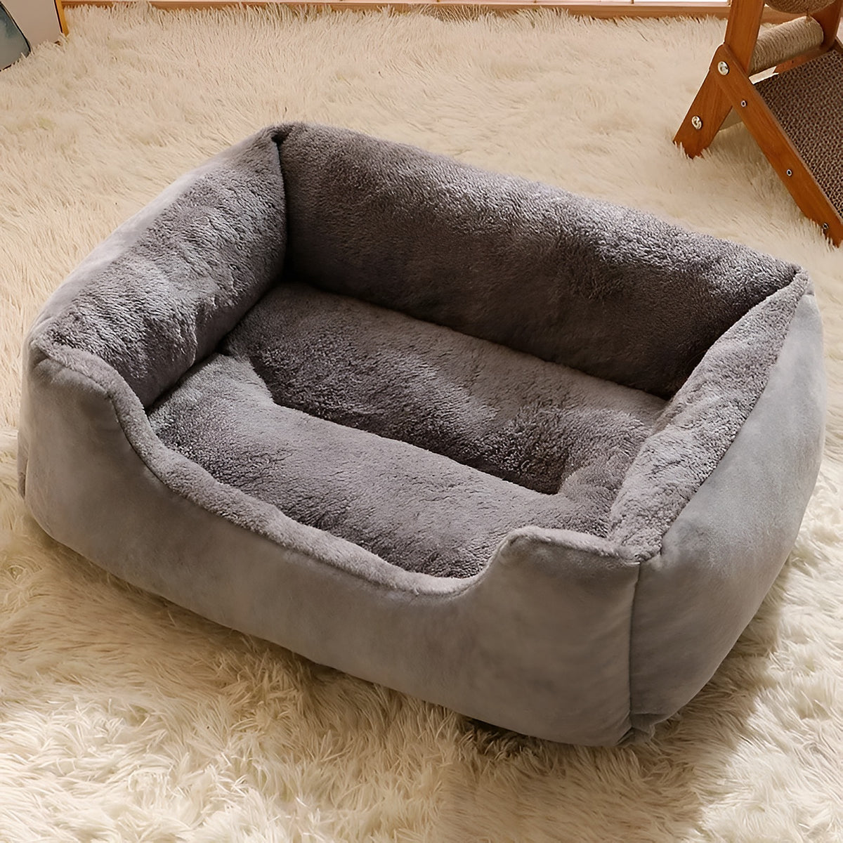 Panier rectangulaire en peluche gris