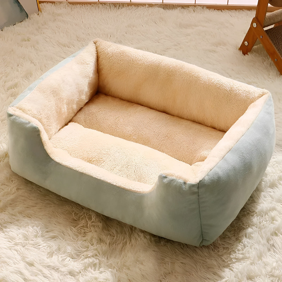 Panier rectangulaire en peluche vert