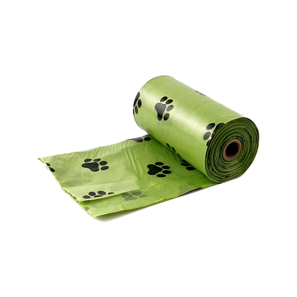 Rouleau de sacs à crottes vert déroulé